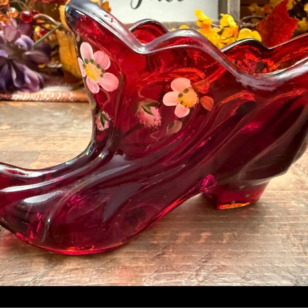 Hand painted Fenton Shoe Figurine